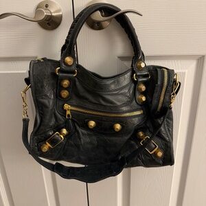 Authentic Balenciaga City Bag, dark gray with giant hardware